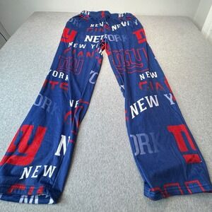 NFL Team Apparel New York Giants Mens Pajama Pants Blue Red Fleece Lounge Medium